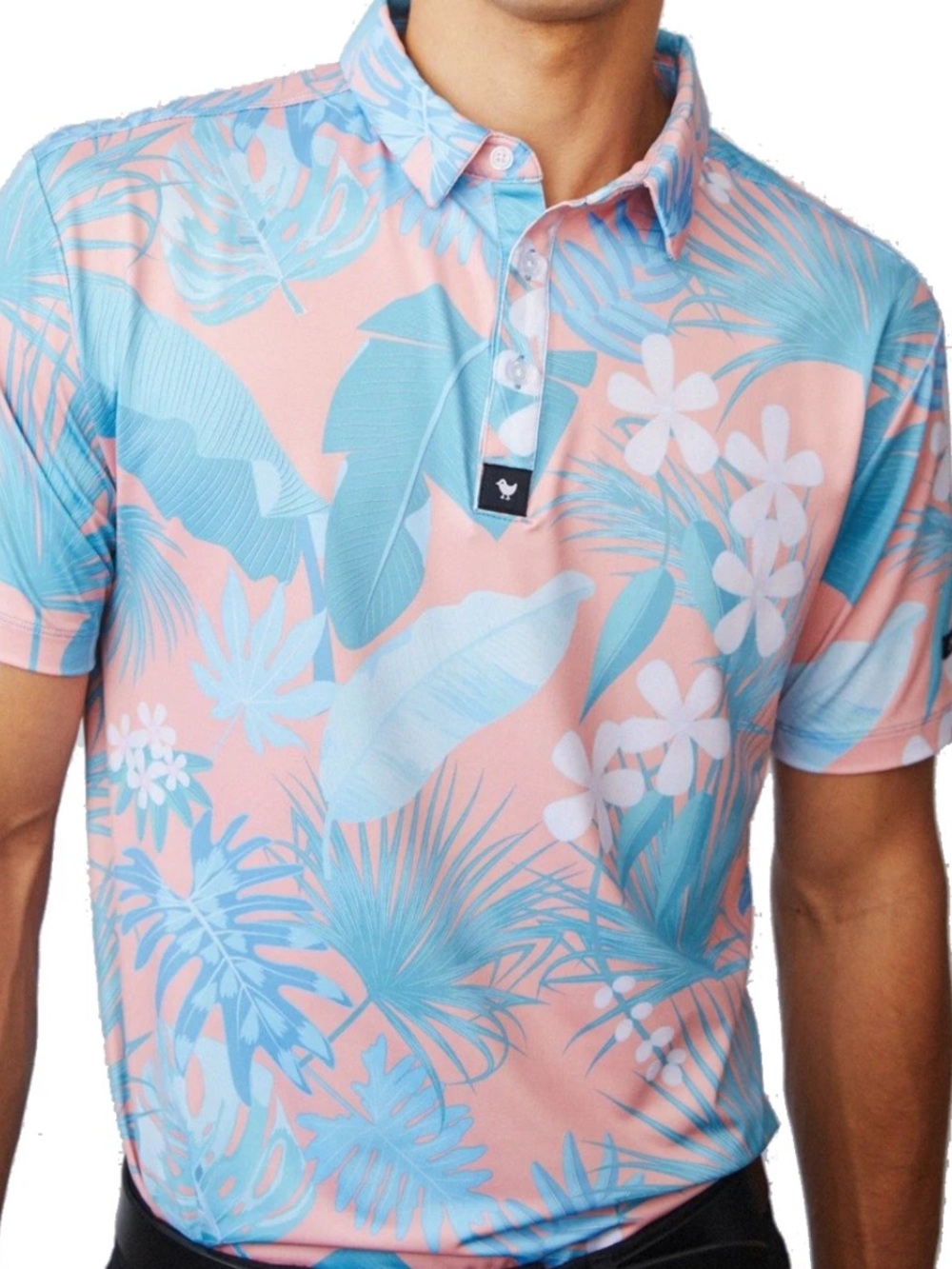Bad Birdie Riviera Palm Floral Polo